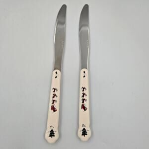 Two Pfaltzgraff Snow Village Stainless Steel Dinner Knives Replacements